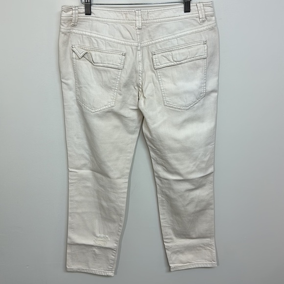 Free People Distressed Mountaineer Jeans Cream Size 4 - Picture 4 of 6